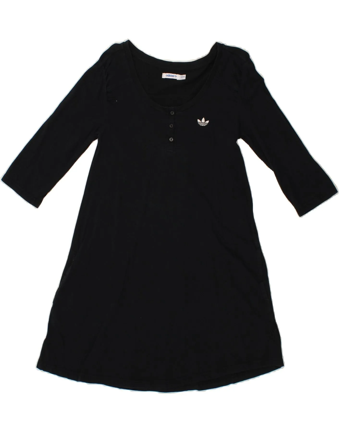 ADIDAS Womens Long Sleeve T-Shirt Dress EU 36 Small Black Cotton