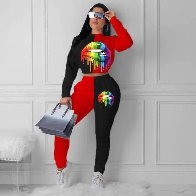 Colorful Lips Two Piece Set