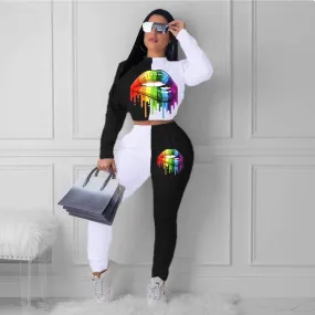 Colorful Lips Two Piece Set