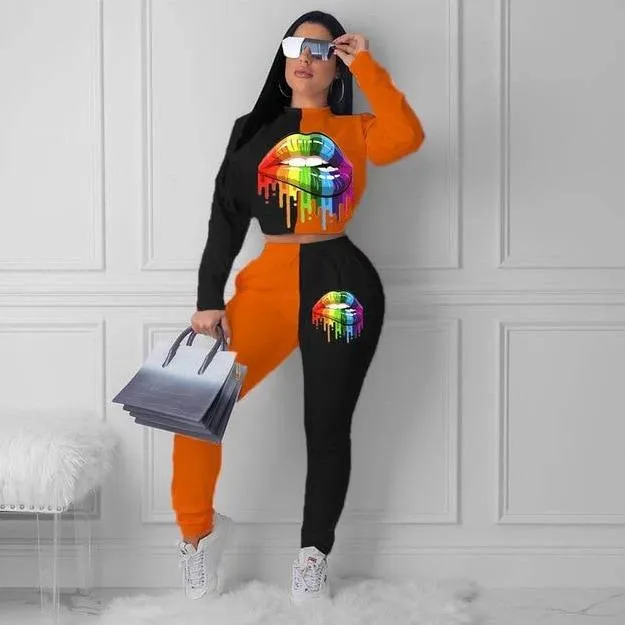 Colorful Lips Two Piece Set