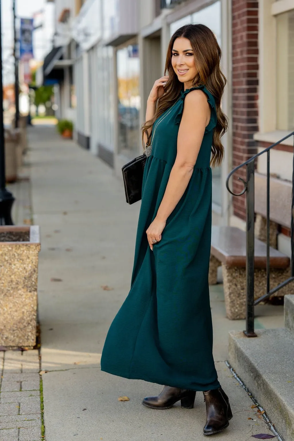 Dressy Ruffle Trim Maxi Dress
