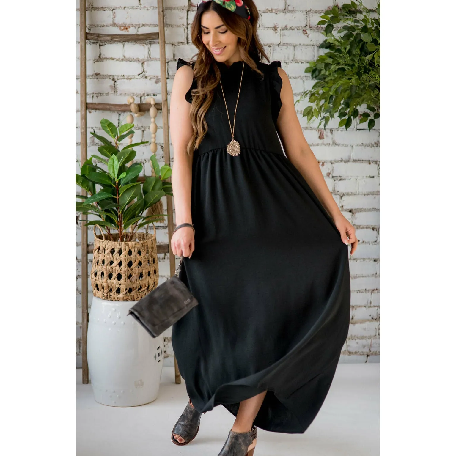 Dressy Ruffle Trim Maxi Dress