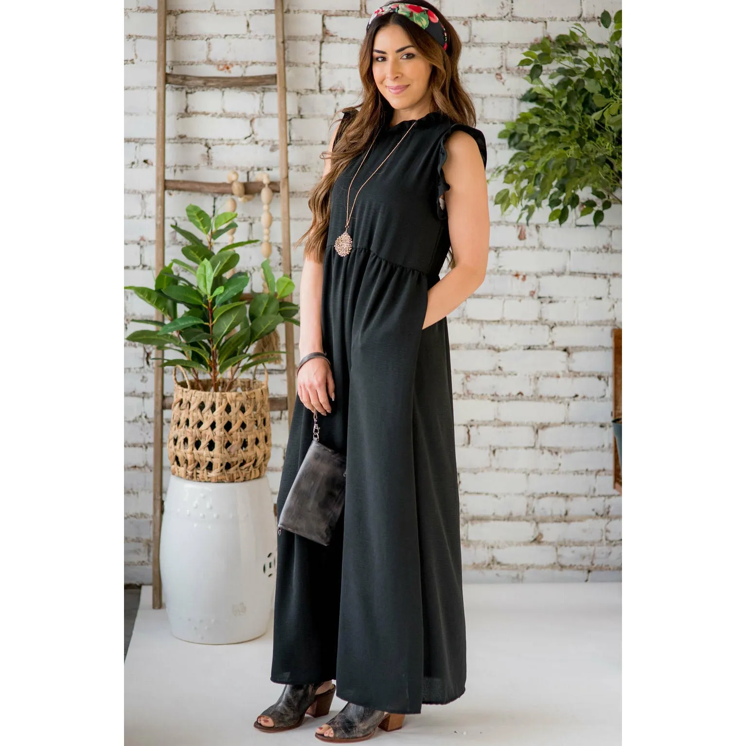Dressy Ruffle Trim Maxi Dress
