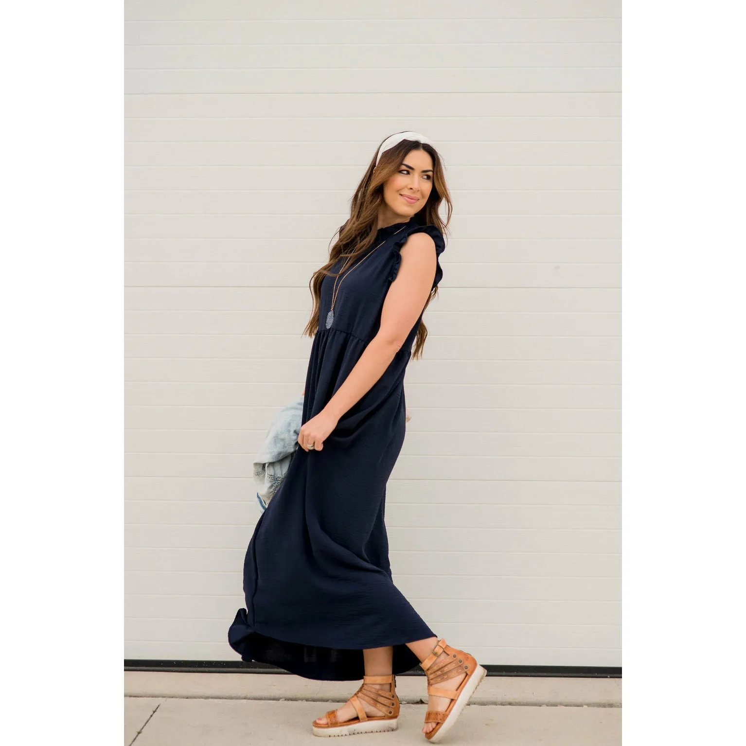 Dressy Ruffle Trim Maxi Dress