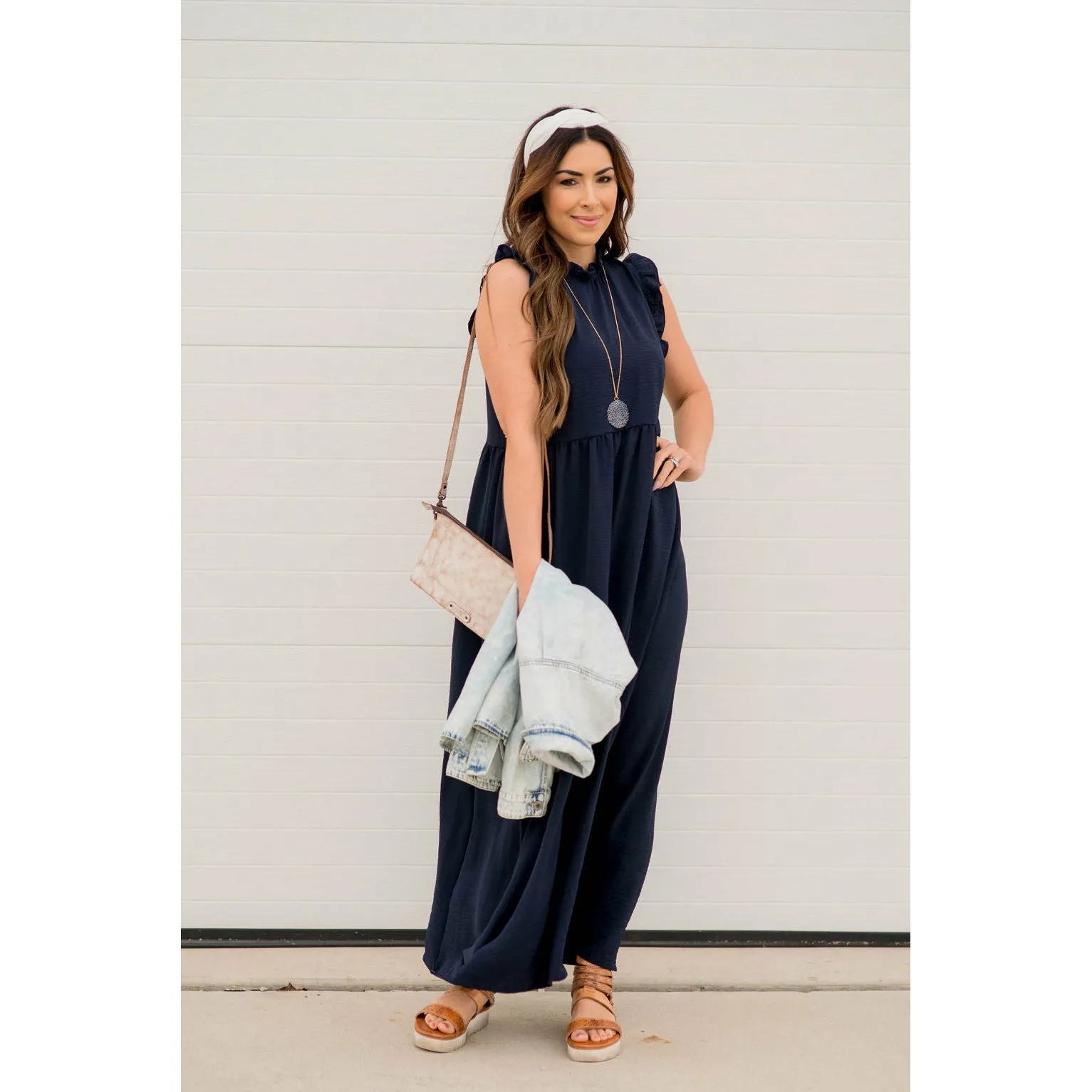 Dressy Ruffle Trim Maxi Dress