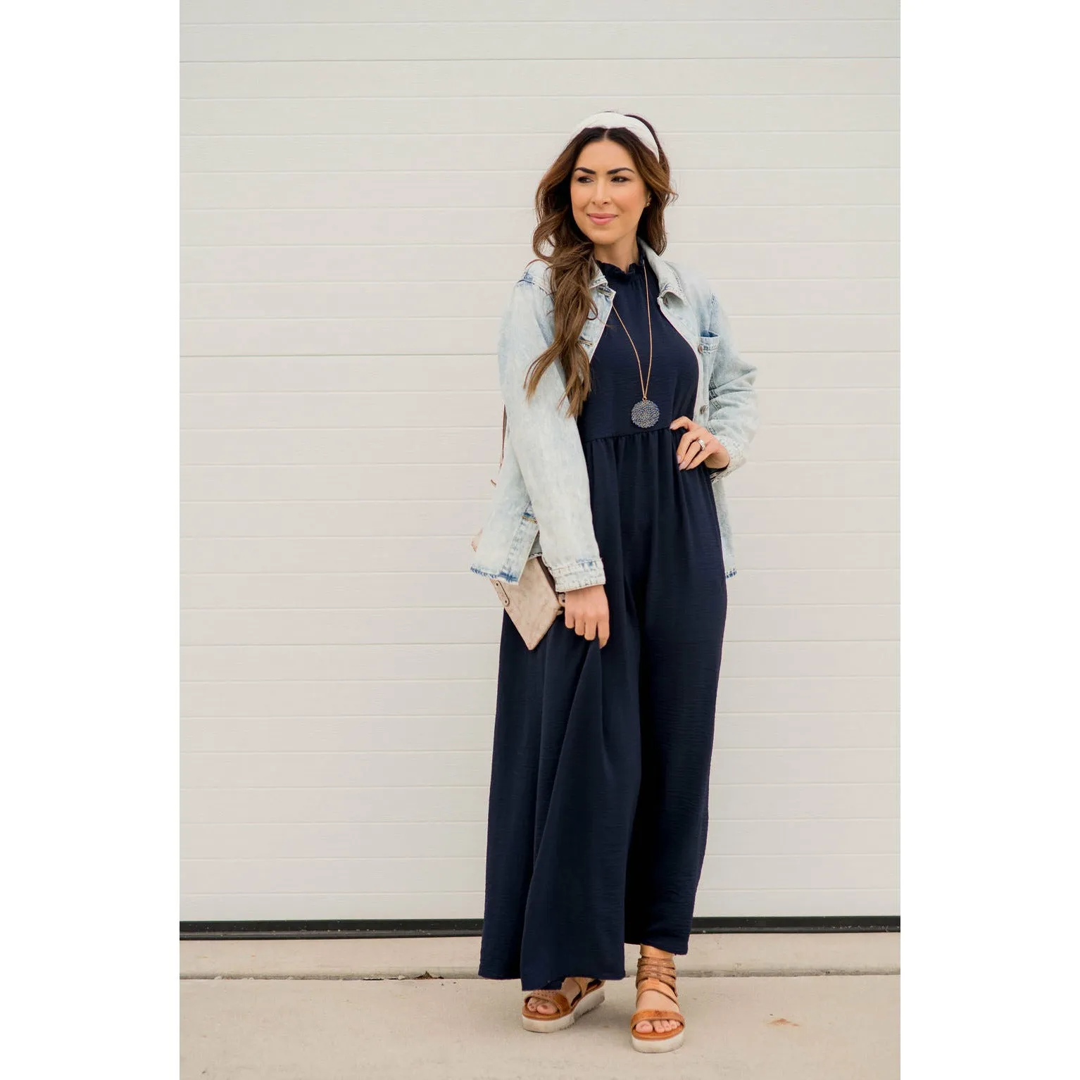 Dressy Ruffle Trim Maxi Dress