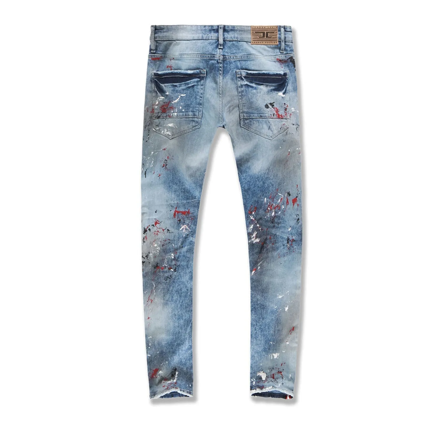 Jordan Craig Men's Sparta Striped Splatter Denim Jeans Carmine