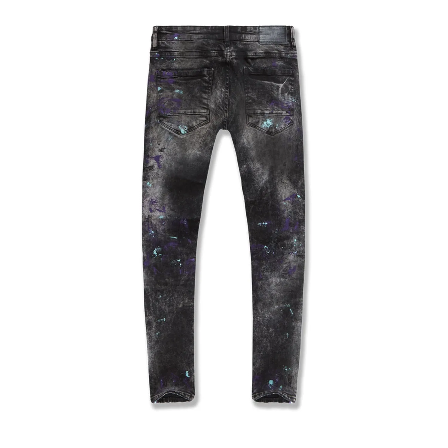 Jordan Craig Men's Sparta Striped Splatter Denim Jeans Dark Raven