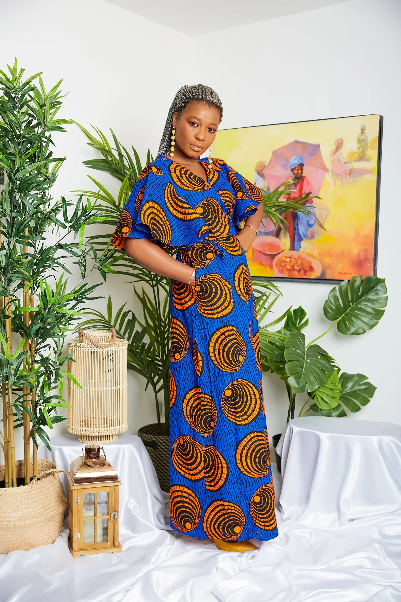Last Piece African Print Ankara Maxi Wrap Dress - Kwuforo