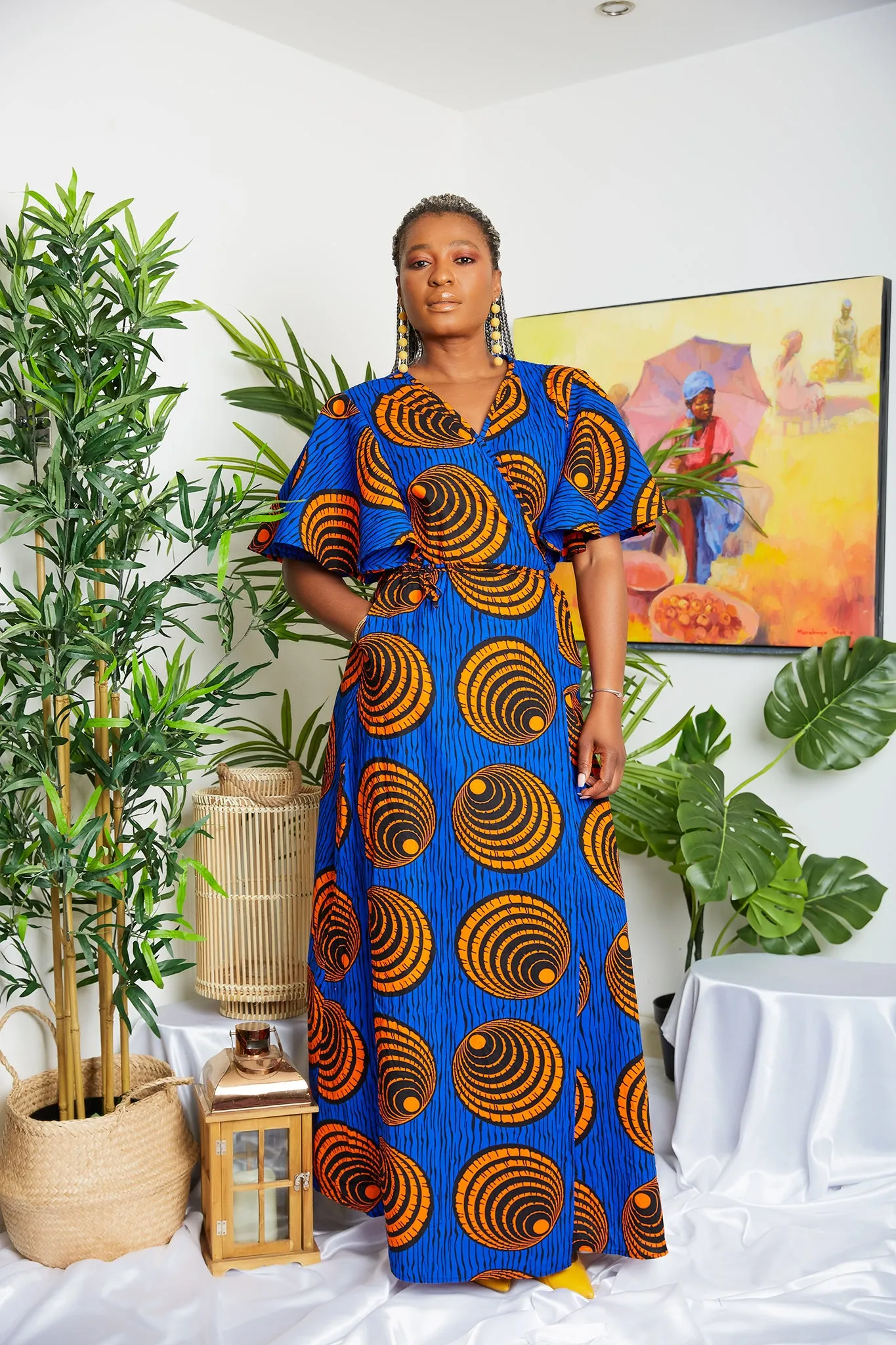 Last Piece African Print Ankara Maxi Wrap Dress - Kwuforo