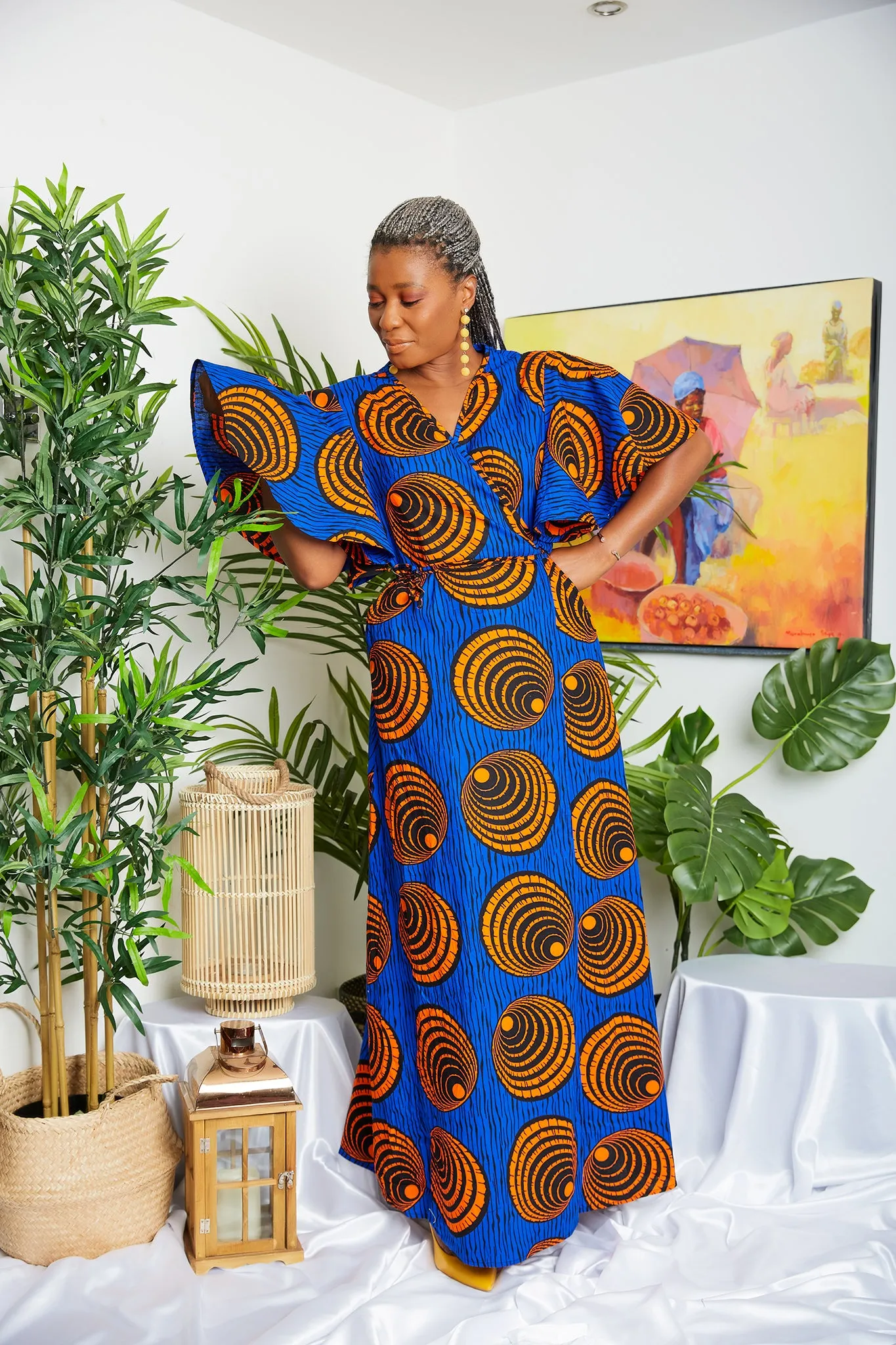 Last Piece African Print Ankara Maxi Wrap Dress - Kwuforo