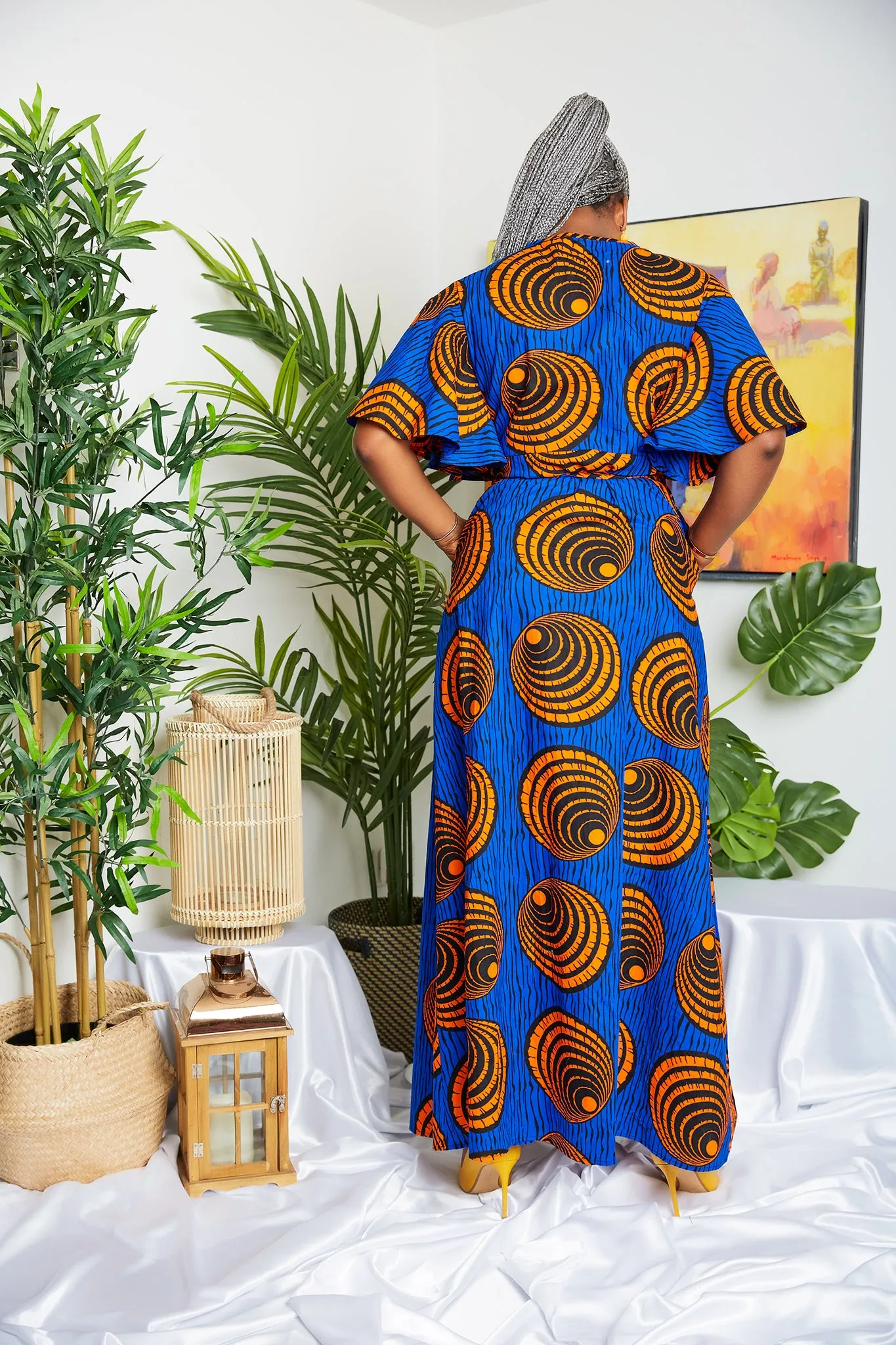 Last Piece African Print Ankara Maxi Wrap Dress - Kwuforo