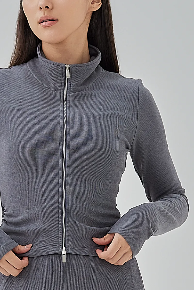 Mika Two-Way Zipper Fitted Knit Jacket