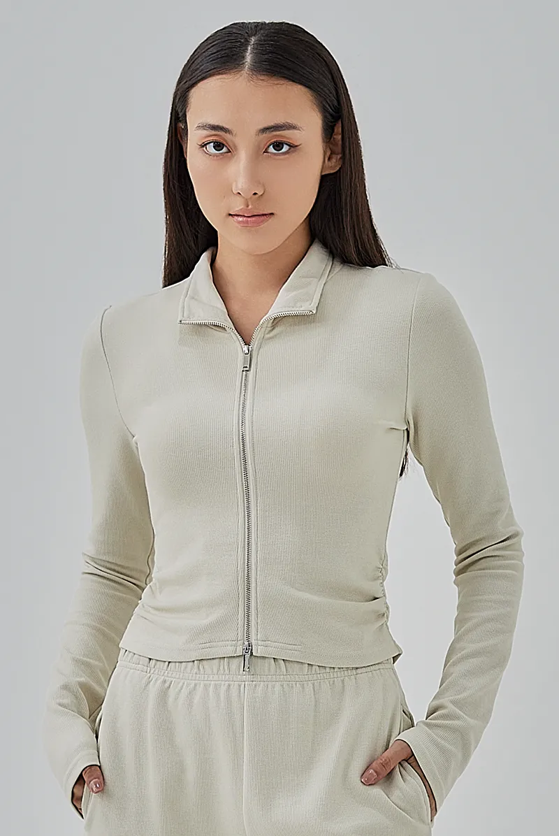 Mika Two-Way Zipper Fitted Knit Jacket