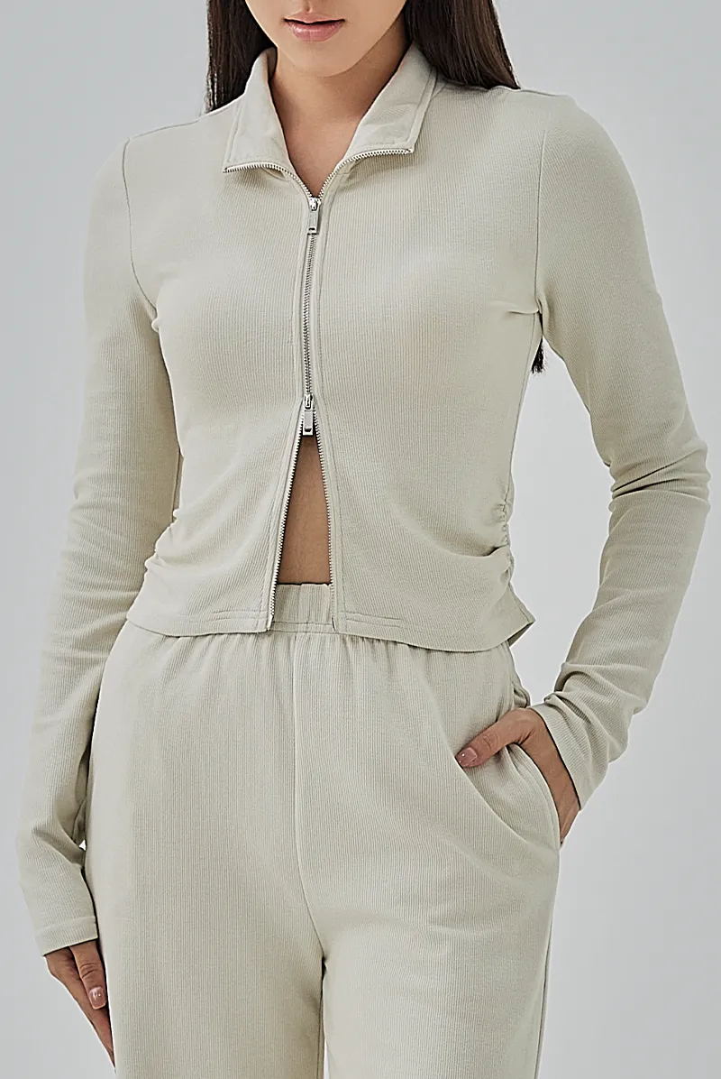 Mika Two-Way Zipper Fitted Knit Jacket