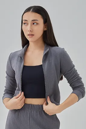 Mika Two-Way Zipper Fitted Knit Jacket