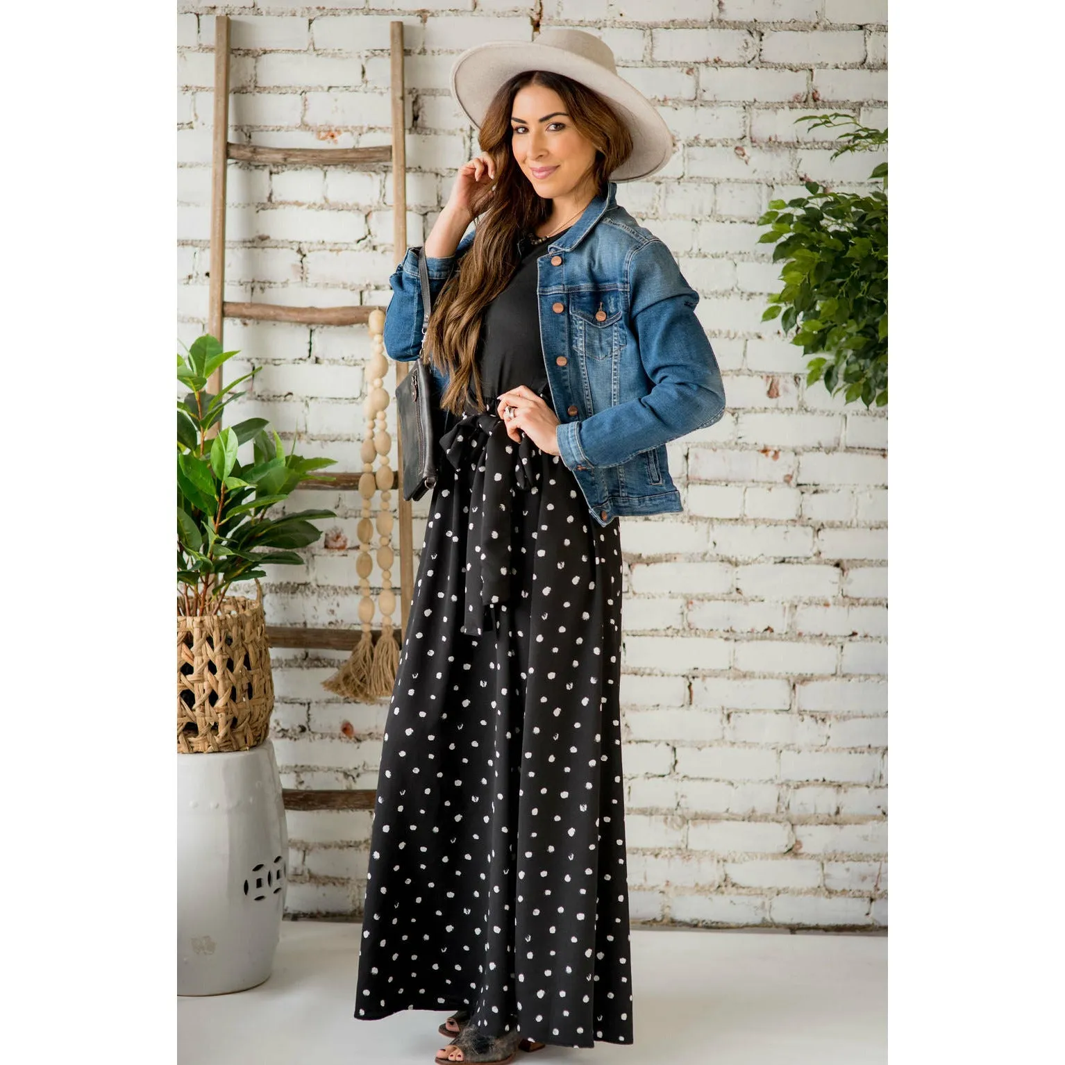Polka Dot Bow Maxi Dress