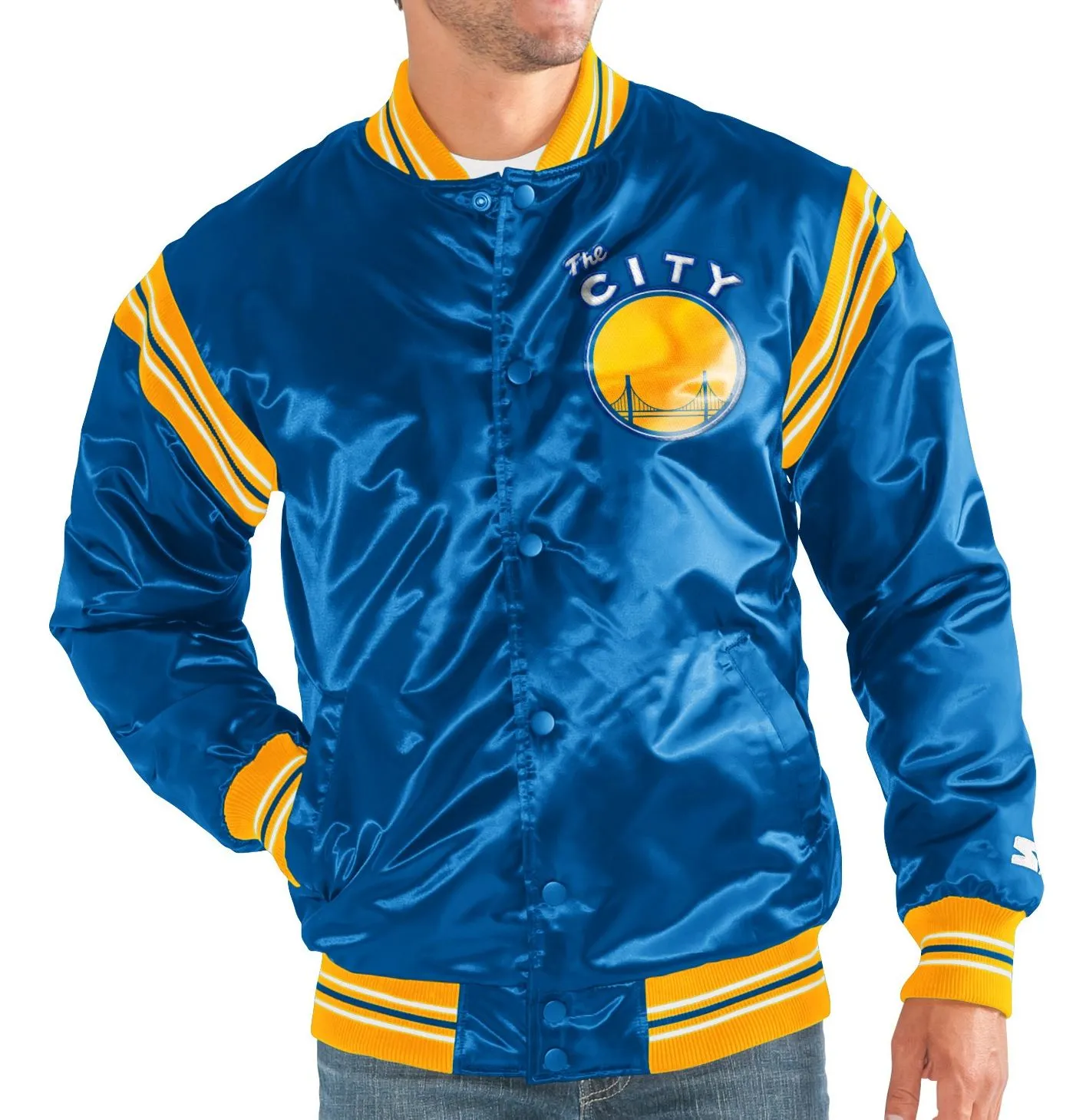 Starter NBA Men's Golden State Warriors Enforcer Throwback Satin Jacket