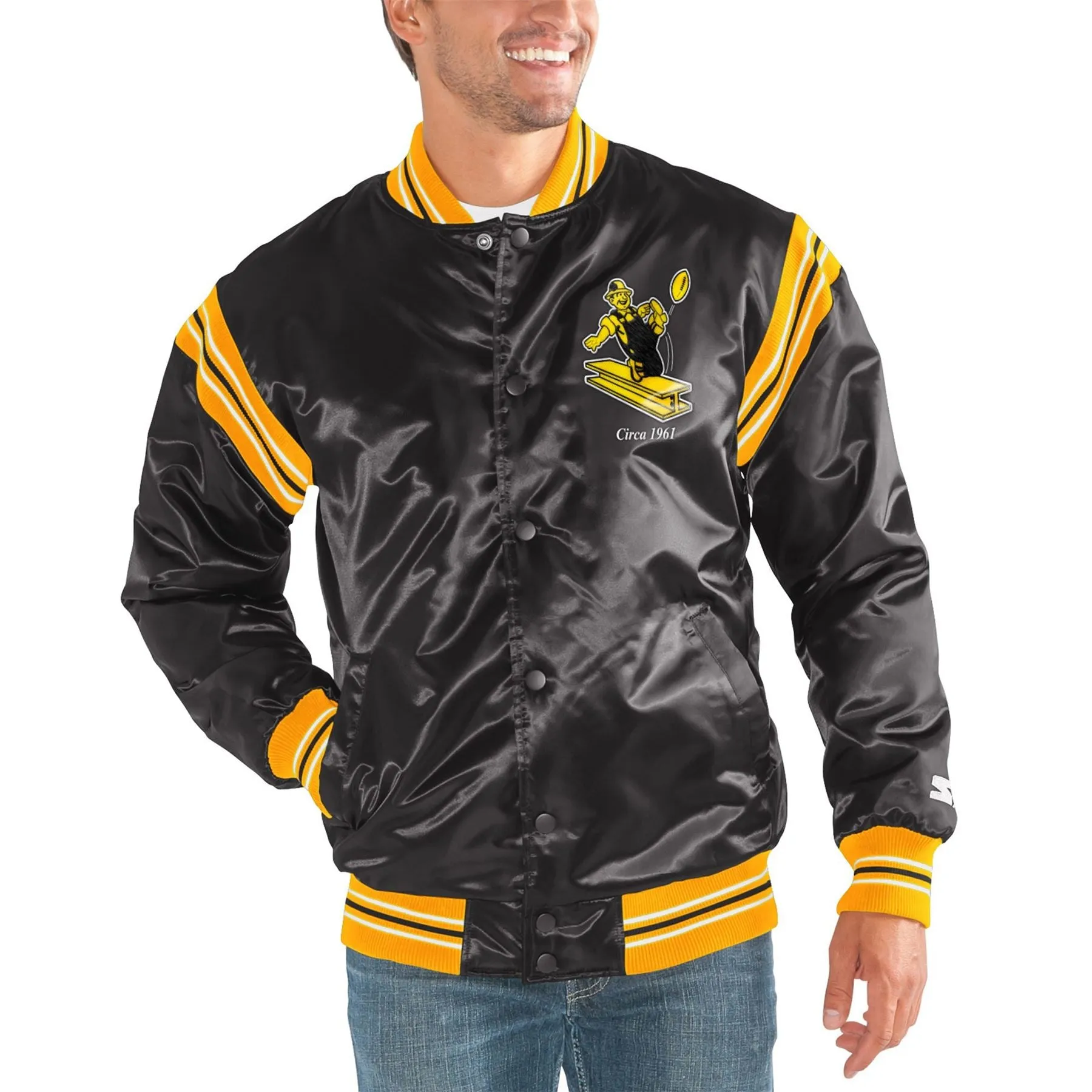 Starter NFL Men's Pittsburg Steelers Enforcer Throwback Satin Jacket