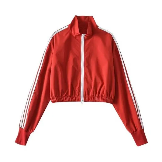 Striped Elastic Waist Red Trouser Suit