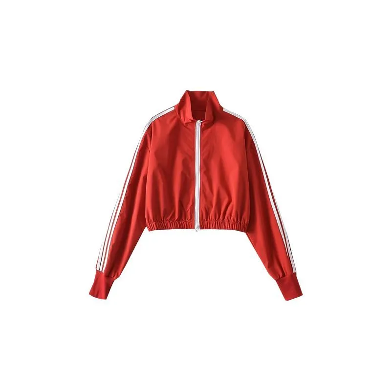 Striped Elastic Waist Red Trouser Suit
