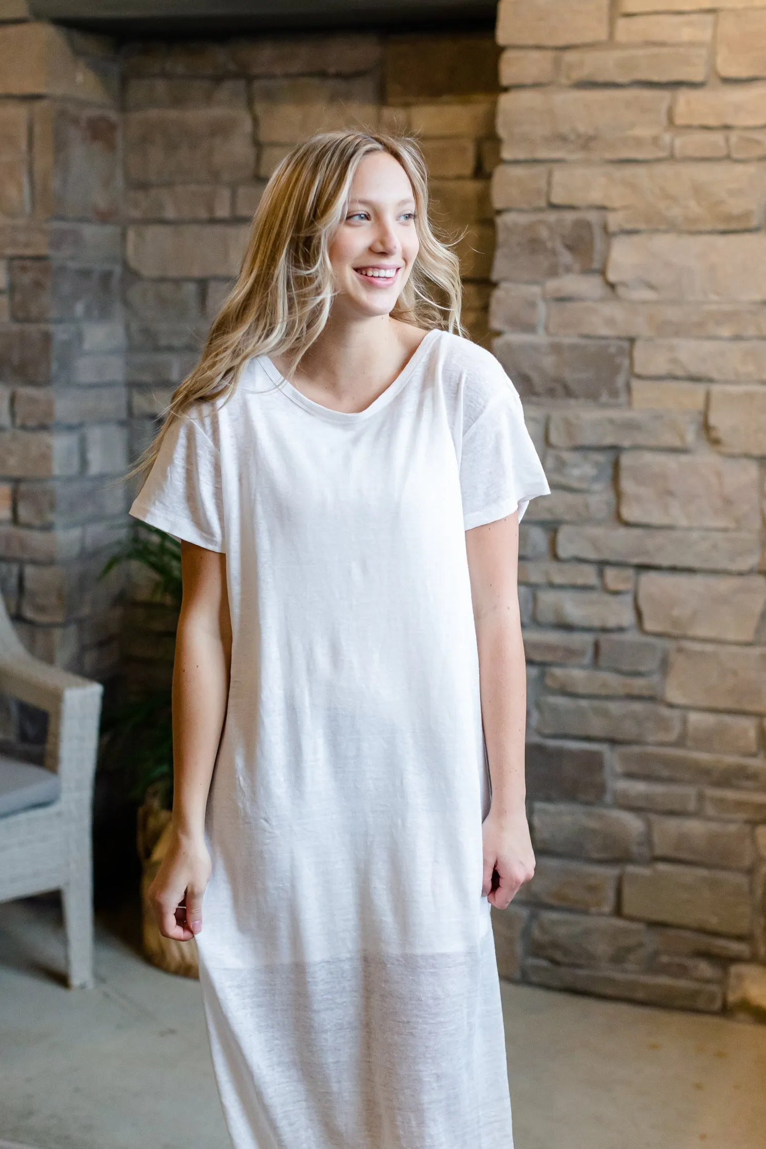 White Tee Shirt Maxi Dress - FINAL SALE